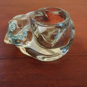 INDIANA GLASS CAT VOTIVE CANDLE HOLDER